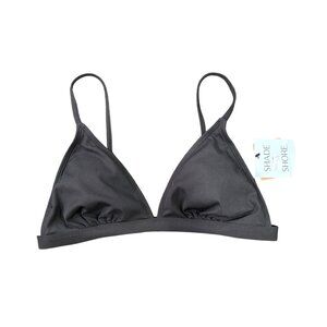 Shade & Shore Black Triangle Bikini Top Adjustable Straps Removable Pads M (8-10